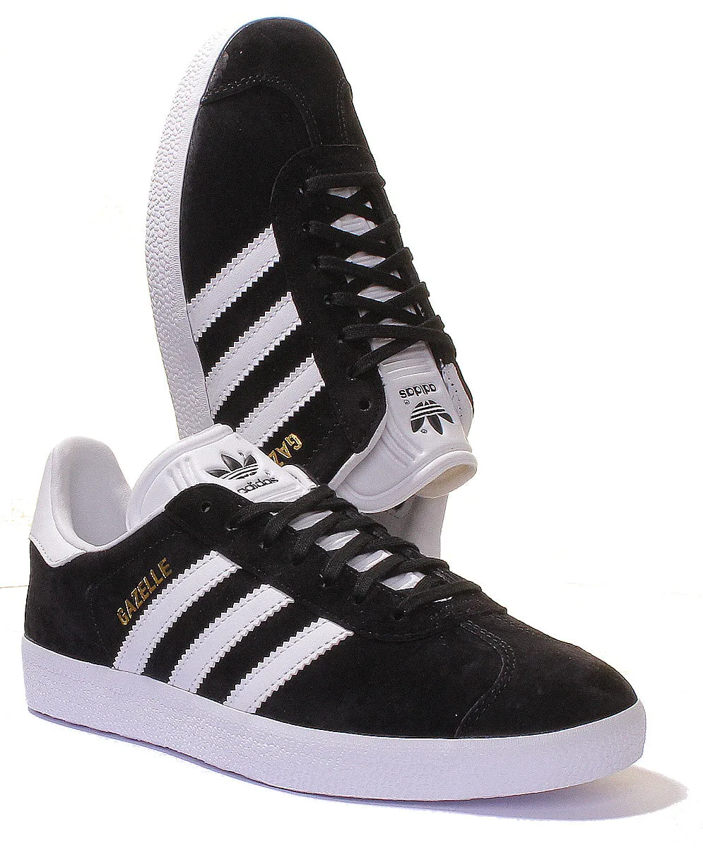 Adidas Gazelle Wildleder-Leder-Turnschuhe in Schwarz Weiß Schuhe Adidas