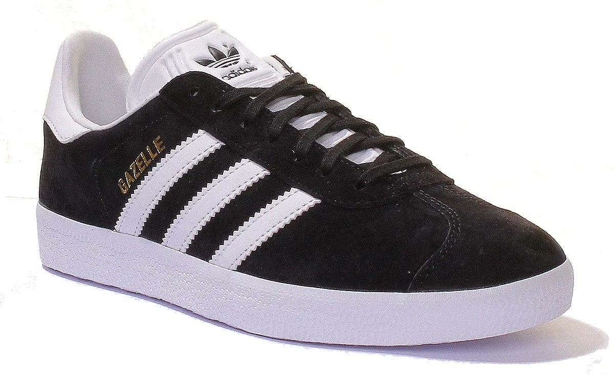 Adidas Gazelle Wildleder-Leder-Turnschuhe in Schwarz Weiß Schuhe Adidas