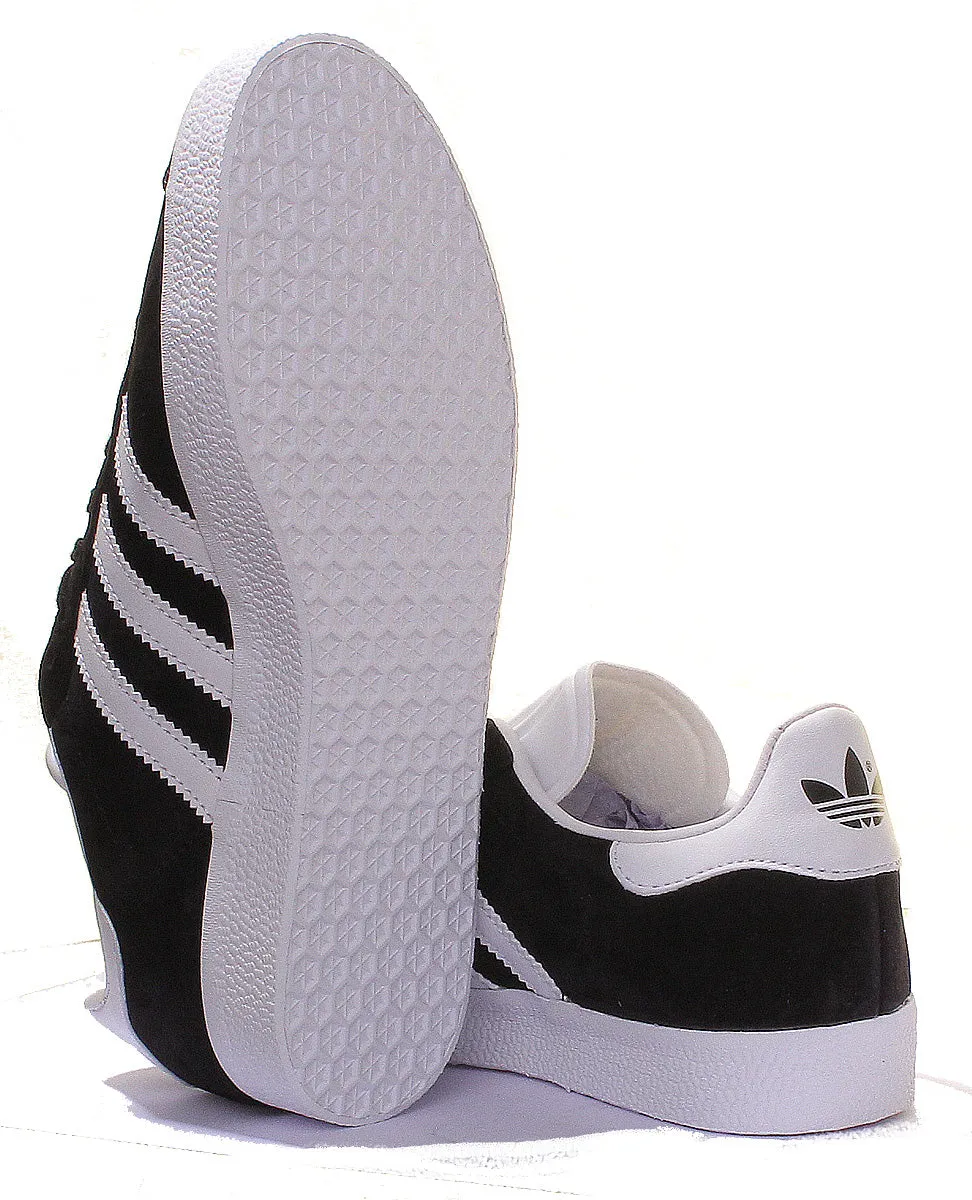 Adidas Gazelle Wildleder-Leder-Turnschuhe in Schwarz Weiß Schuhe Adidas