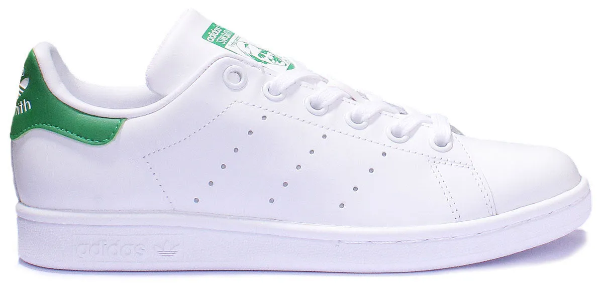 Adidas Stan Smith J Schnürschuhe aus Leder in Weiß Grün für Jugendliche Schuhe Adidas