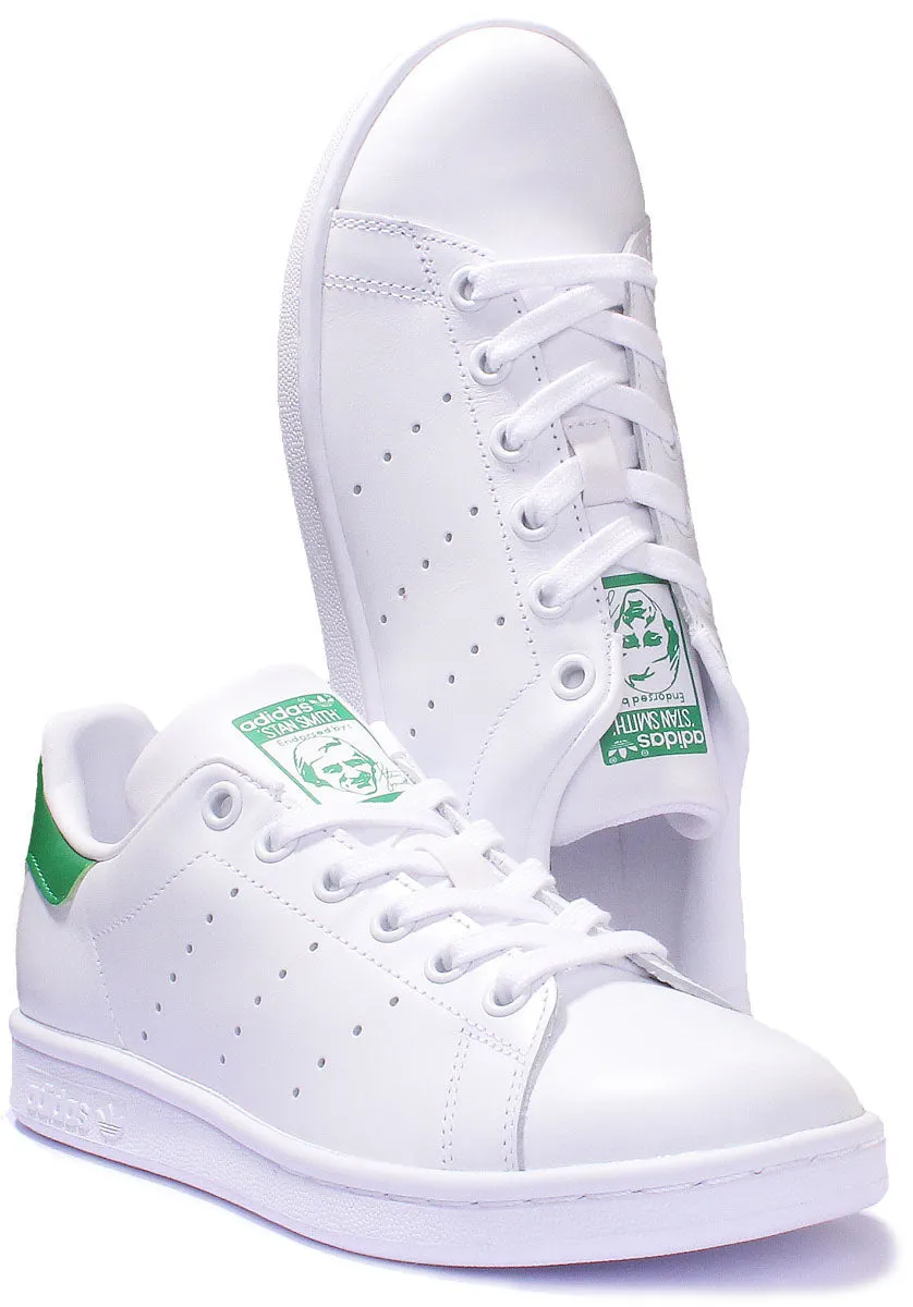 Adidas Stan Smith J Schnürschuhe aus Leder in Weiß Grün für Jugendliche Schuhe Adidas