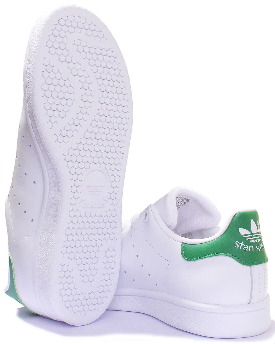 Adidas Stan Smith J Schnürschuhe aus Leder in Weiß Grün für Jugendliche Schuhe Adidas