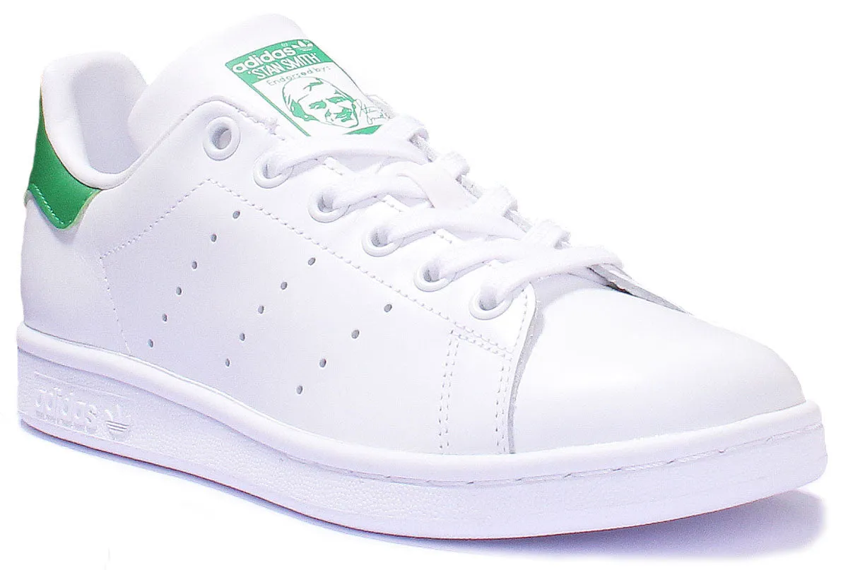 Adidas Stan Smith J Schnürschuhe aus Leder in Weiß Grün für Jugendliche Schuhe Adidas
