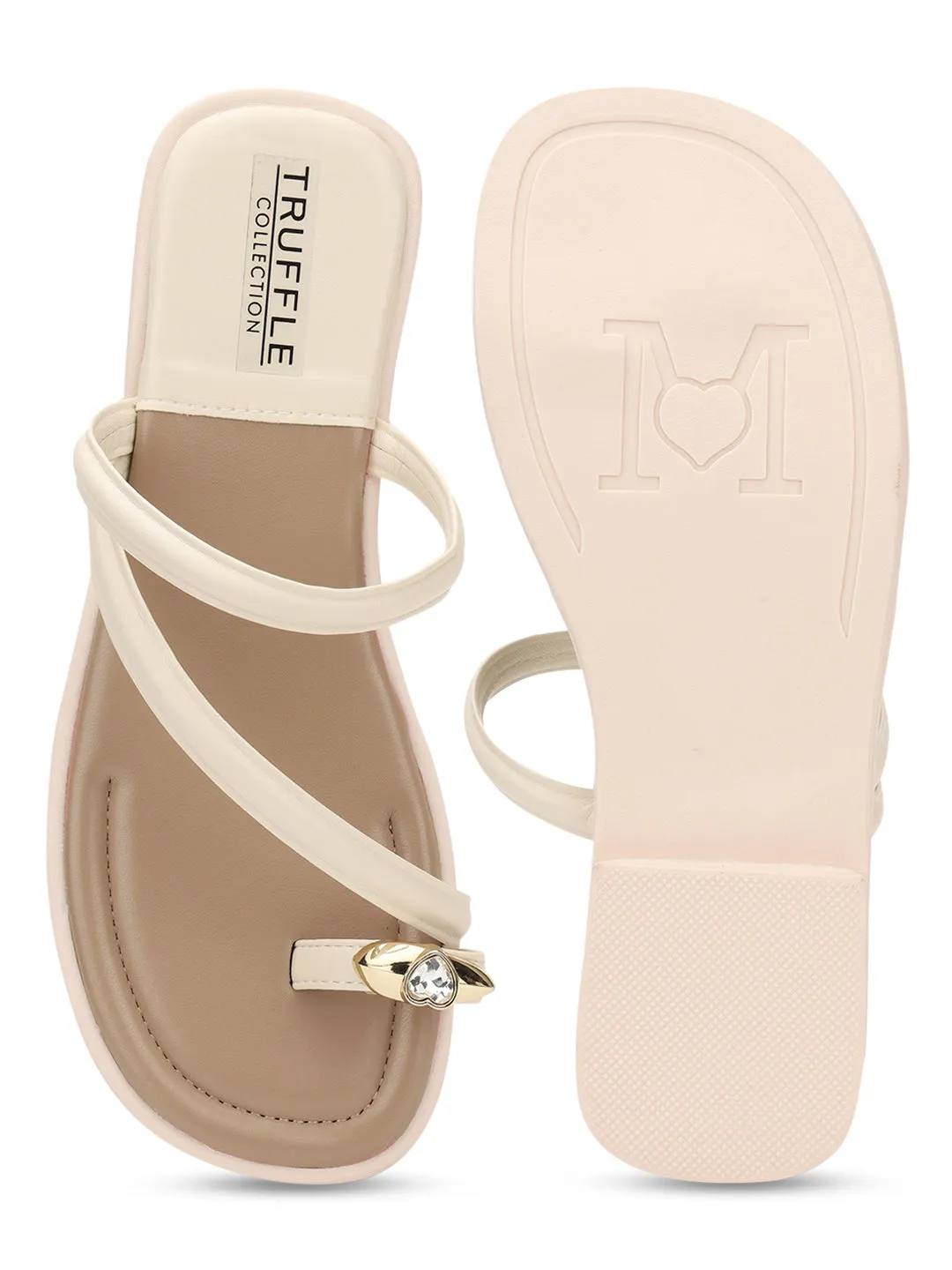 Beige PU Diamant-Zehring-Slipper (TC-RS3595-BEIG)