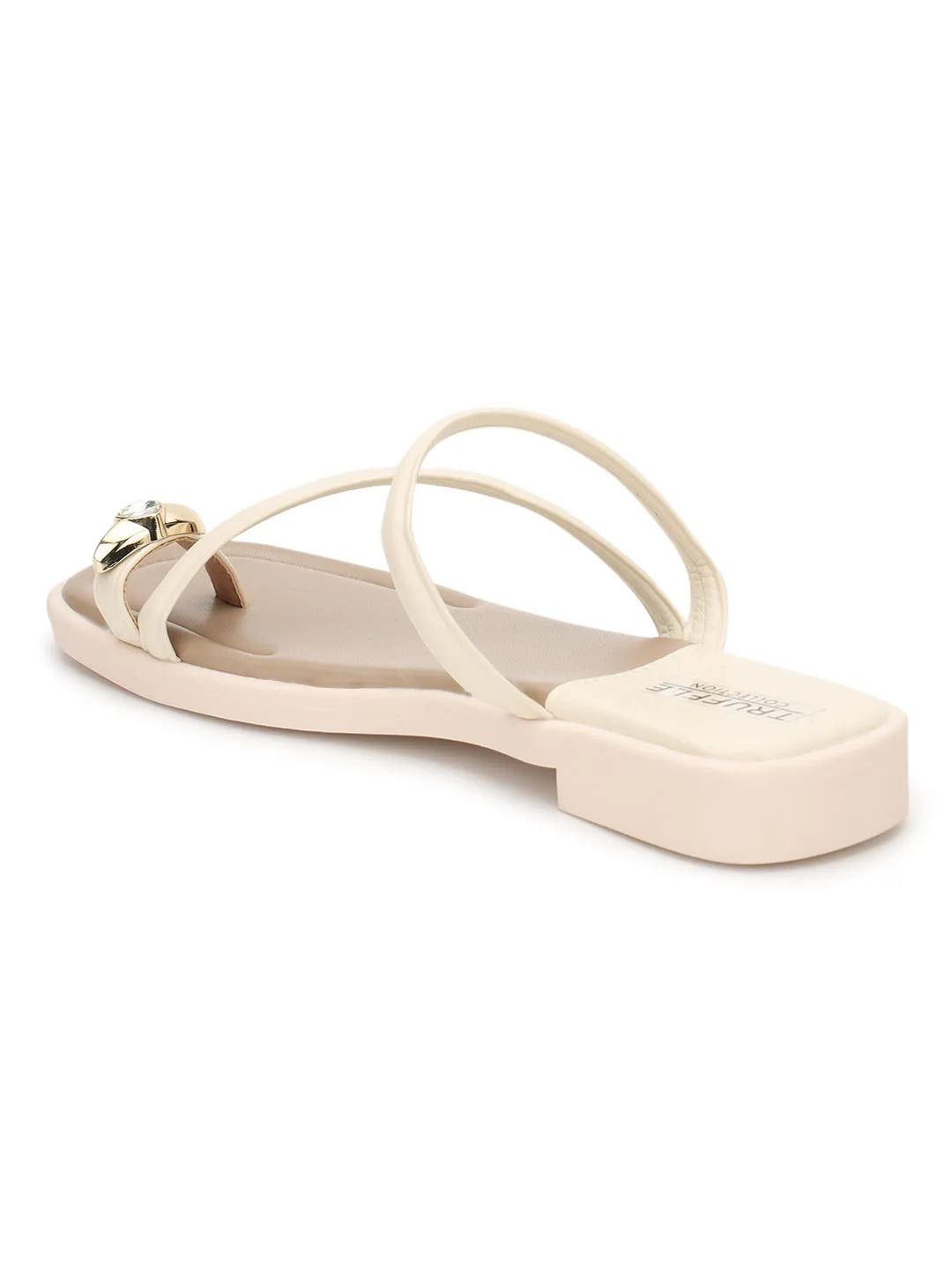Beige PU Diamant-Zehring-Slipper (TC-RS3595-BEIG)