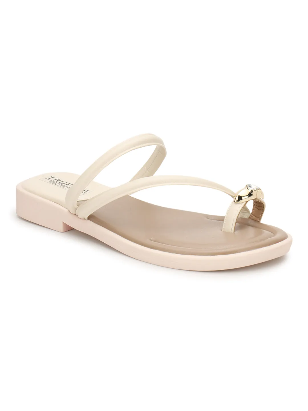 Beige PU Diamant-Zehring-Slipper (TC-RS3595-BEIG)