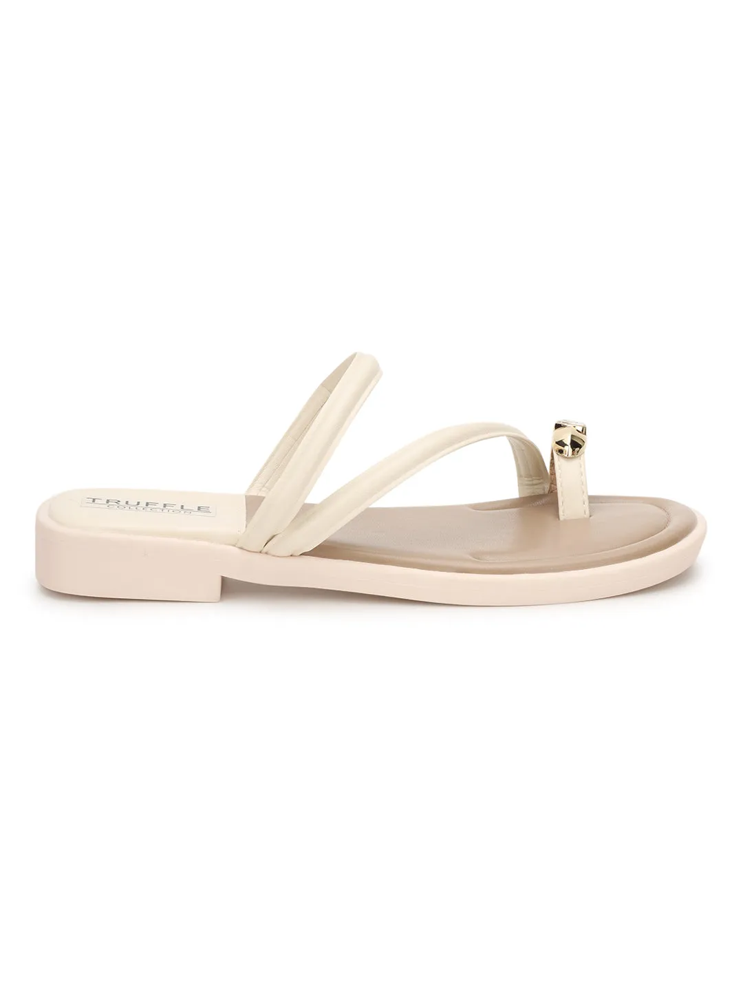 Beige PU Diamant-Zehring-Slipper (TC-RS3595-BEIG)