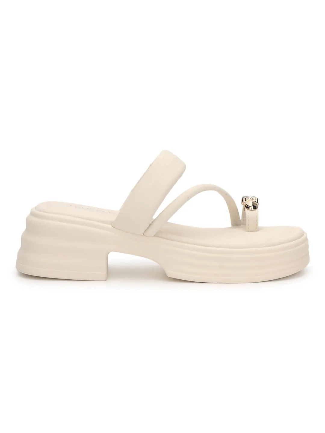 Beige PU Diamant-Zehenring-Slipper (TC-RS3596-BEIG)