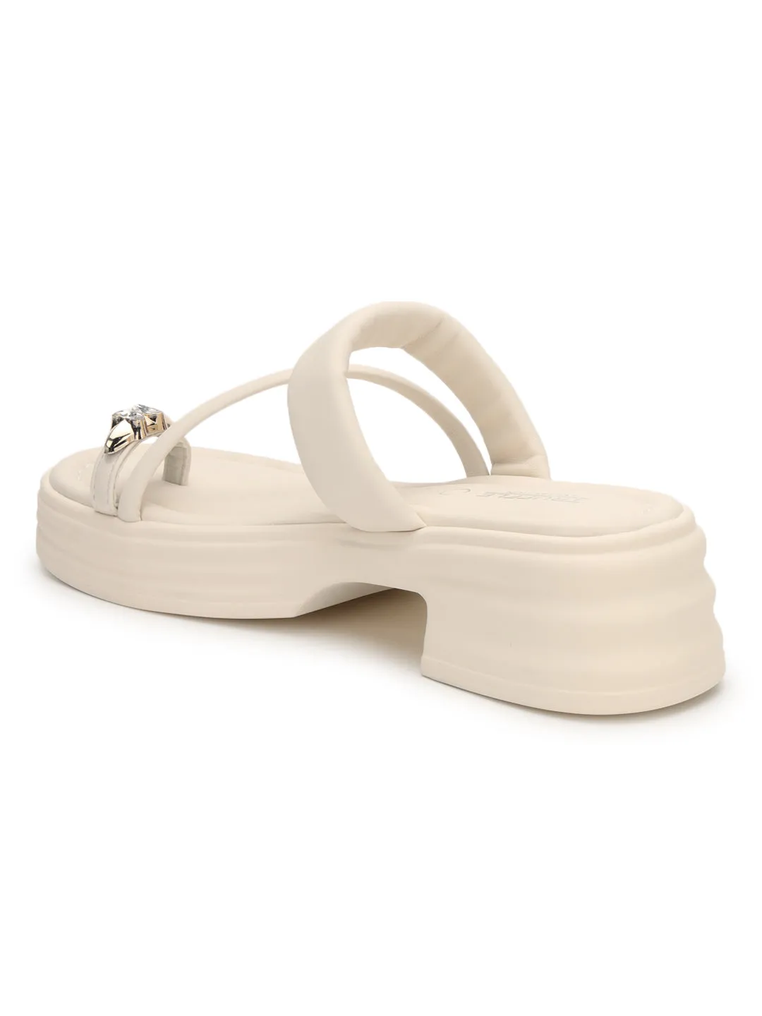 Beige PU Diamant-Zehenring-Slipper (TC-RS3596-BEIG)