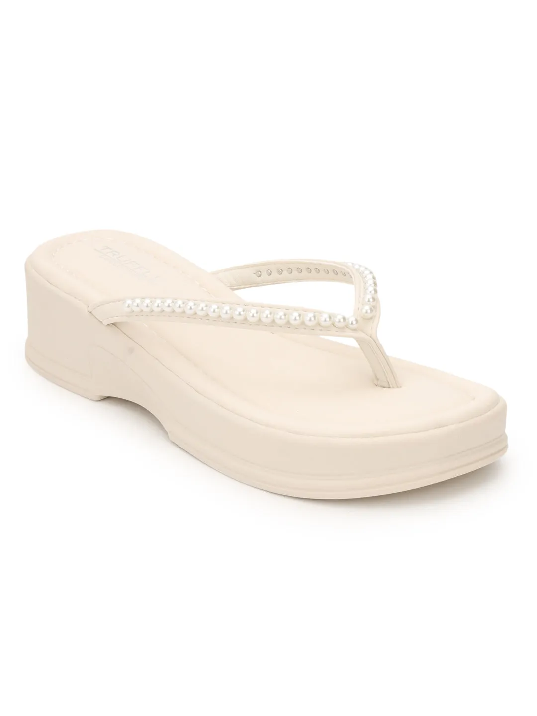 Beige PU-Perlen-Slip-On-Flats (TC-RS3598-BEIG)