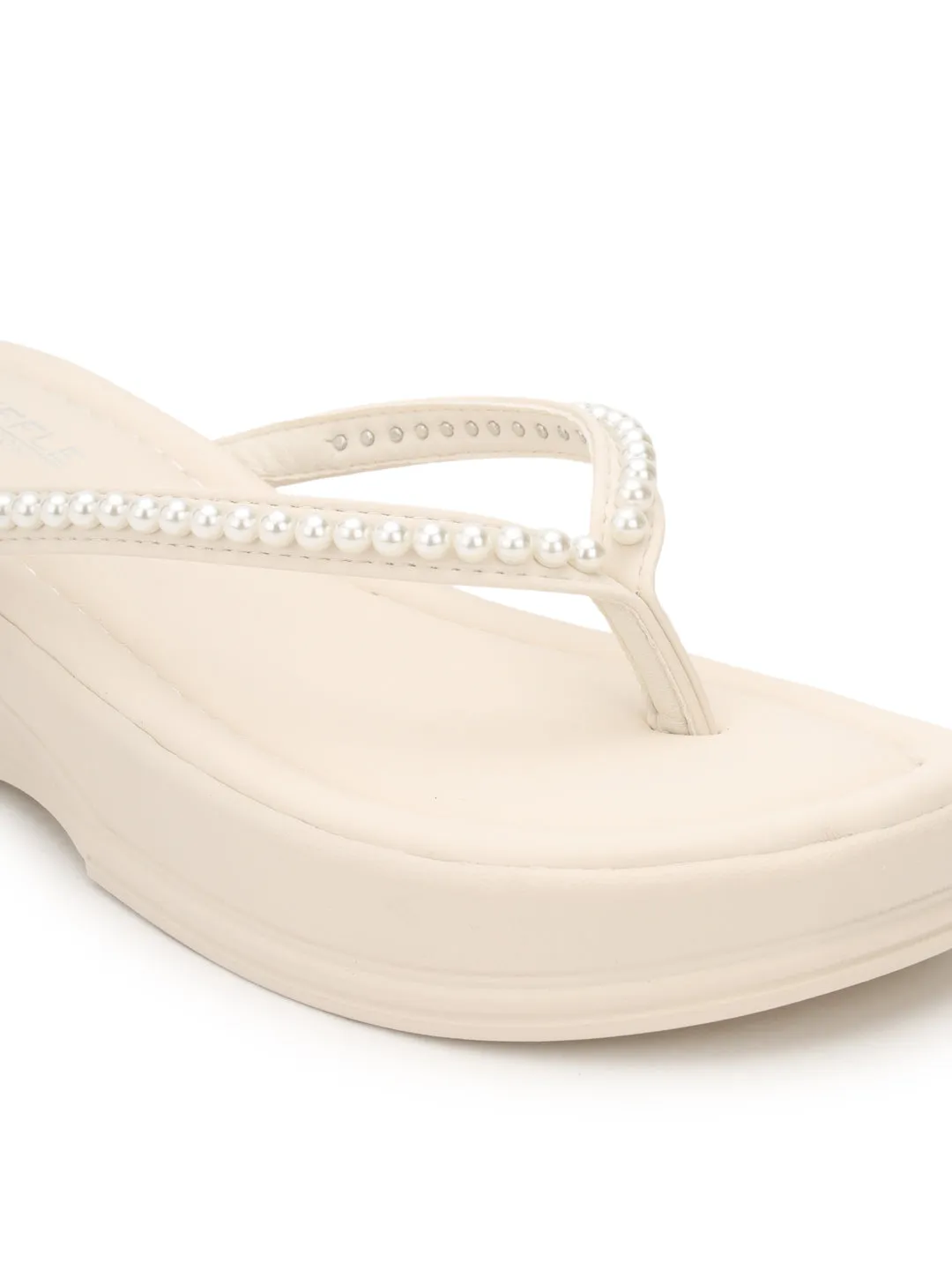 Beige PU-Perlen-Slip-On-Flats (TC-RS3598-BEIG)