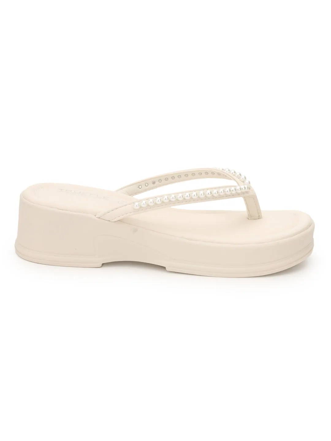 Beige PU-Perlen-Slip-On-Flats (TC-RS3598-BEIG)