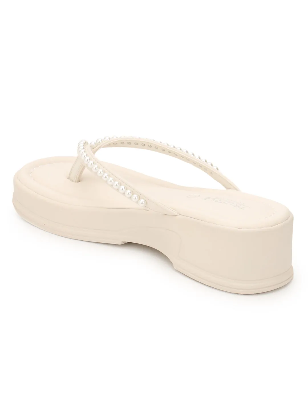 Beige PU-Perlen-Slip-On-Flats (TC-RS3598-BEIG)