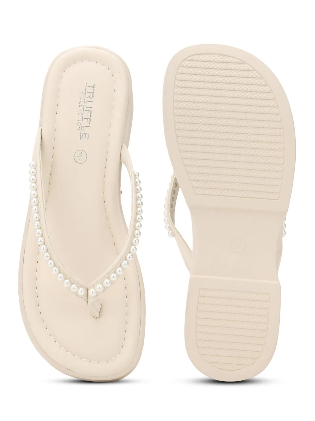 Beige PU-Perlen-Slip-On-Flats (TC-RS3598-BEIG)