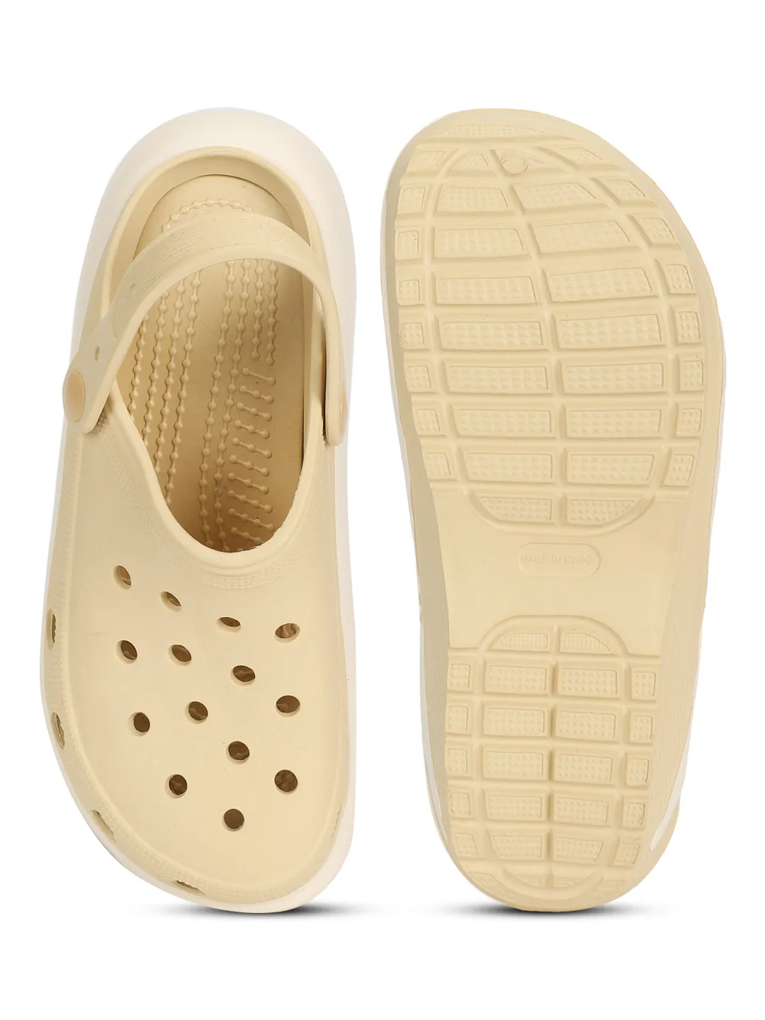 Beige PU Schlupf-Croc-Flats (TC-RS3496-BEIG)