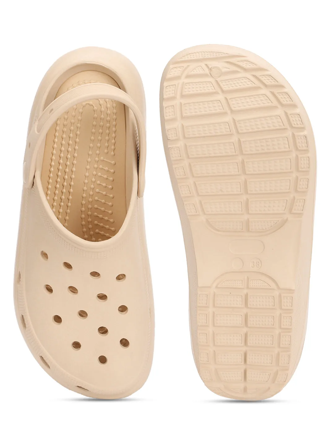 Beige PU Schlupf-Croc-Flats (TC-RS3496-NUD)