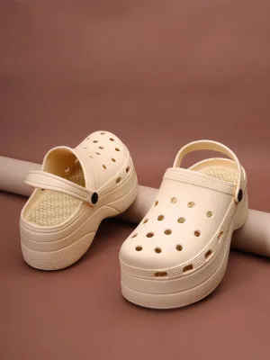 Beige PU Schlupf-Croc-Flats (TC-RS3581-BEIG)