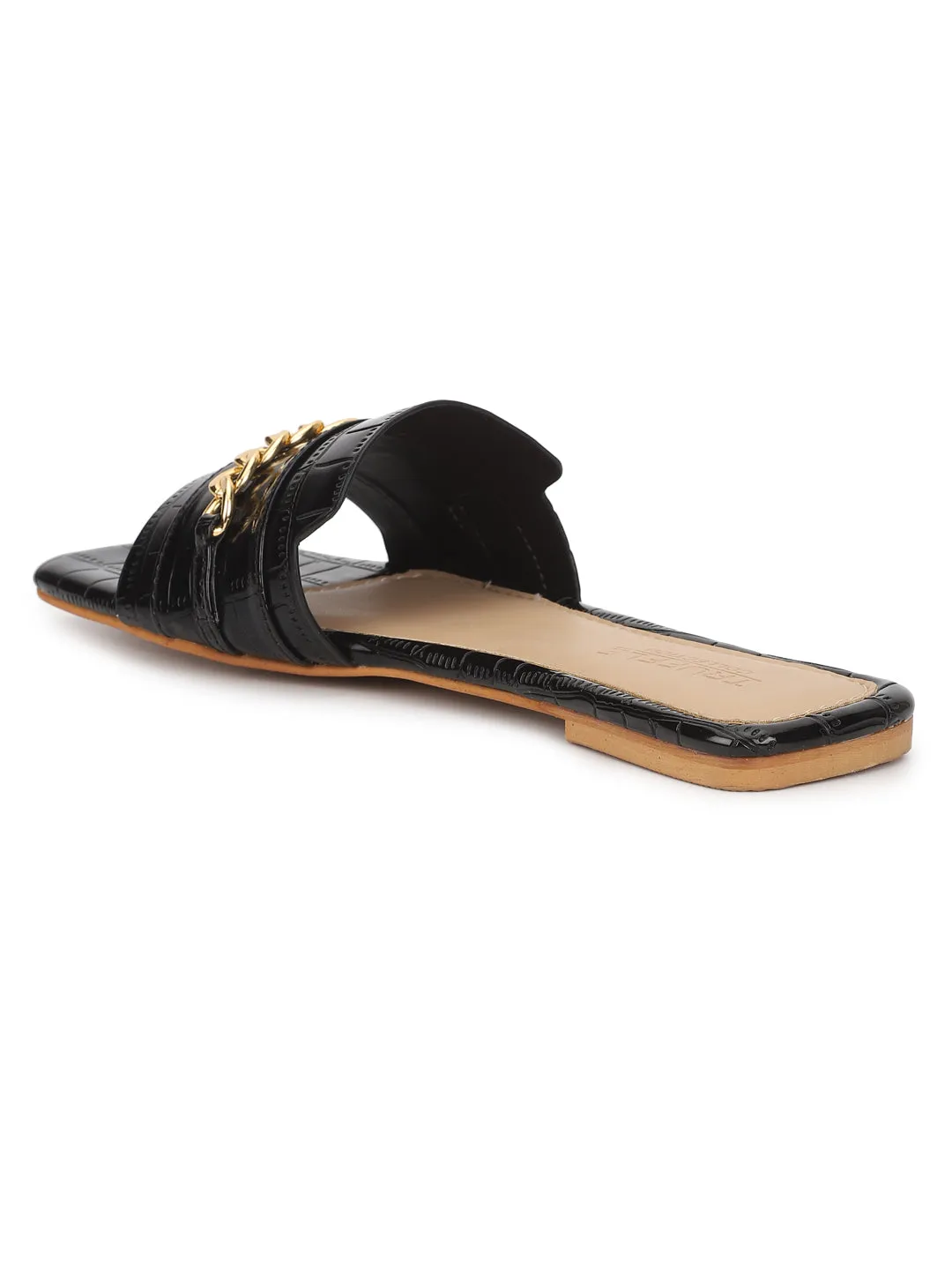 Schwarze Glattleder-Slip-On Flats (TC-ST-003-BLK)