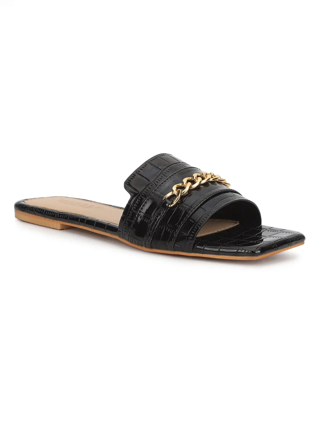Schwarze Glattleder-Slip-On Flats (TC-ST-003-BLK)