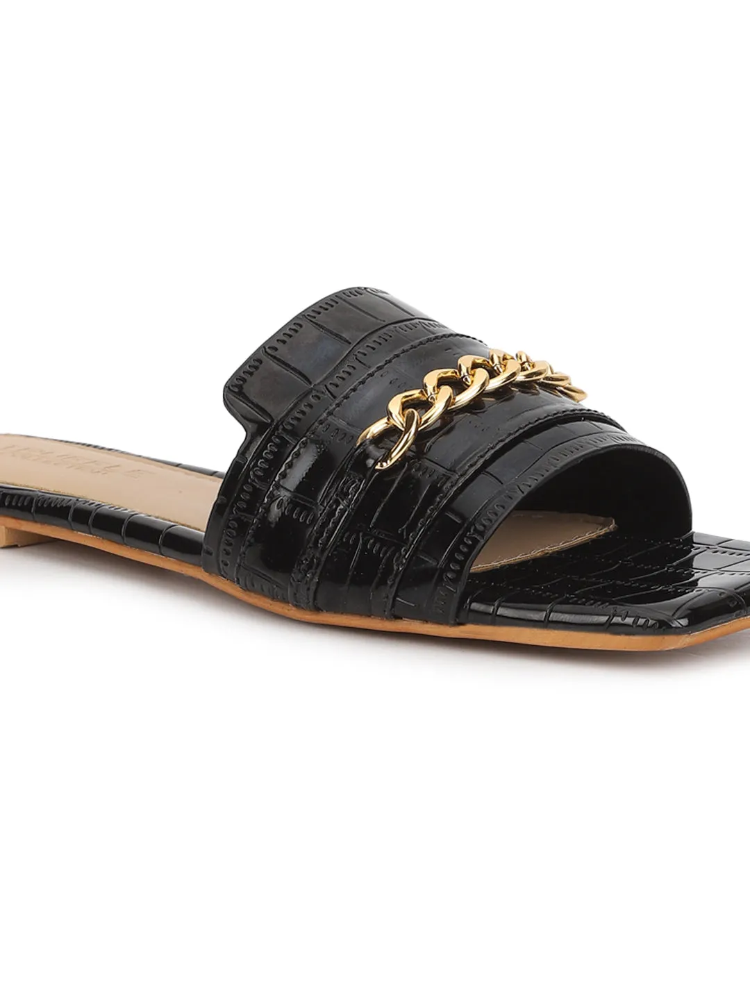 Schwarze Glattleder-Slip-On Flats (TC-ST-003-BLK)