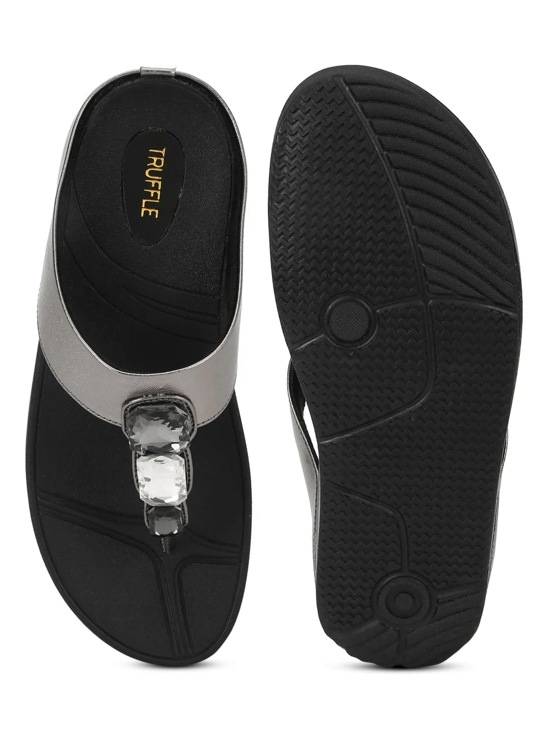 Schwarze PU Komfort Flats (TC-CD-804-BLK)