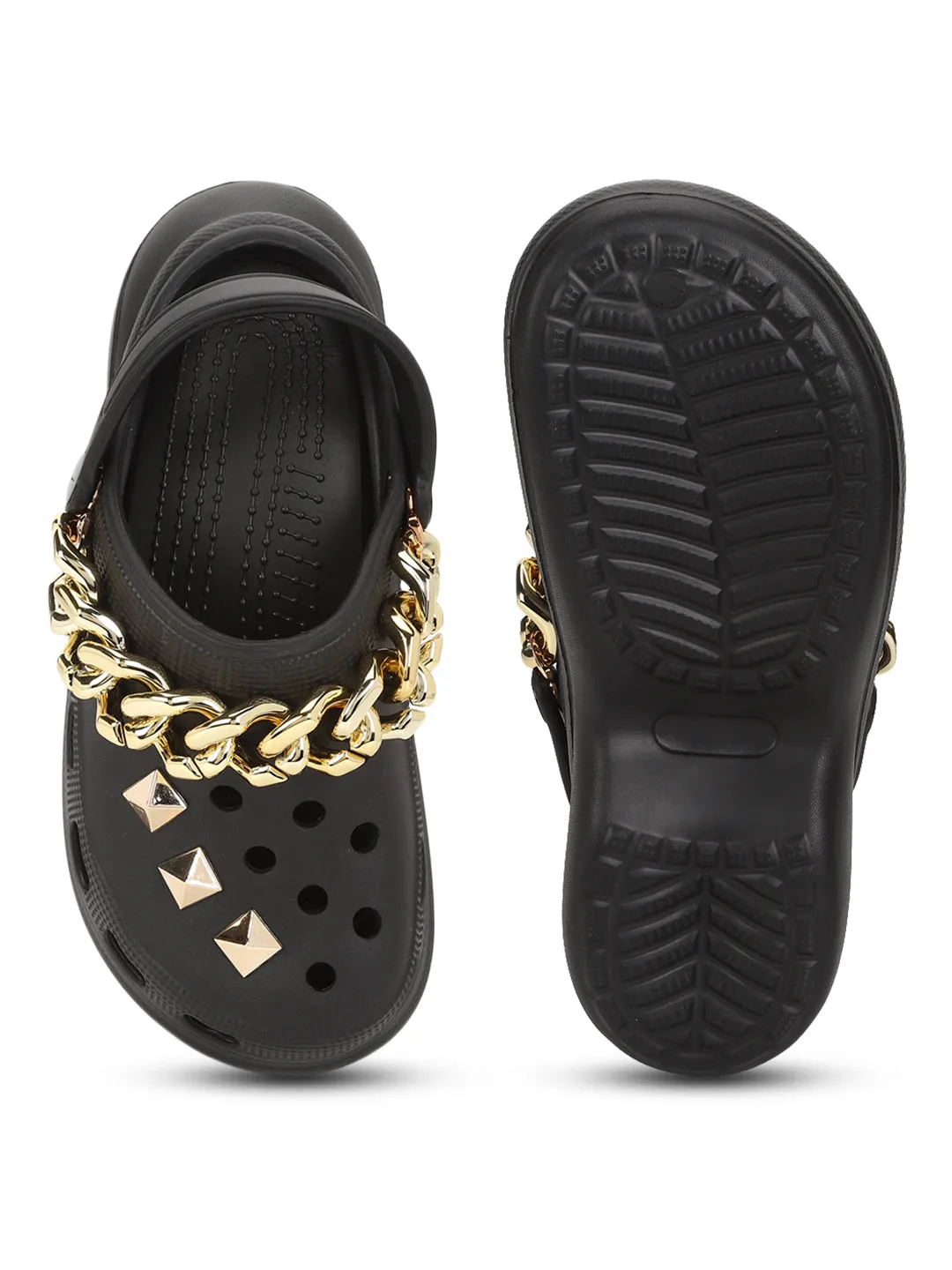 Schwarze PU Slip-On Croc Flats (TC-RS3481-BLK)