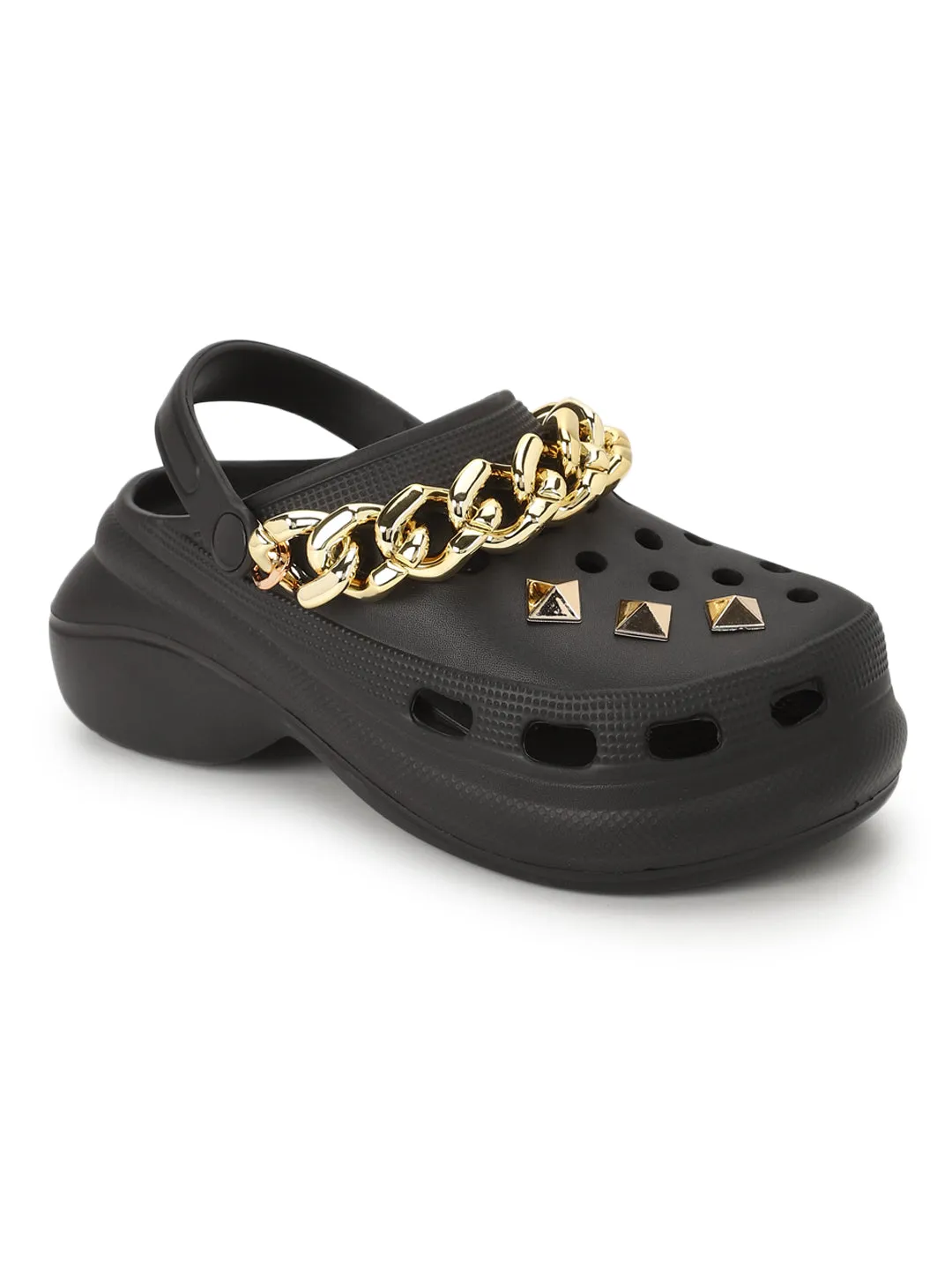 Schwarze PU Slip-On Croc Flats (TC-RS3481-BLK)