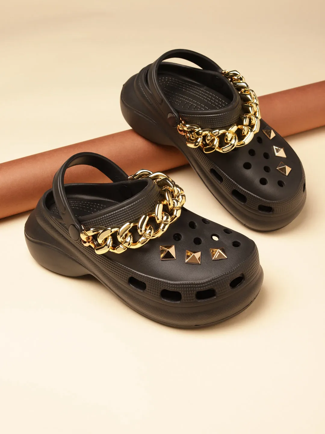Schwarze PU Slip-On Croc Flats (TC-RS3481-BLK)