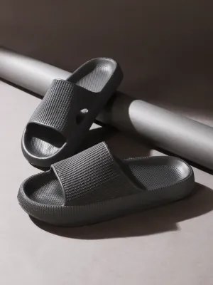 Schwarze PU Schlupf-Slipper (TC-RS3265-BLK)