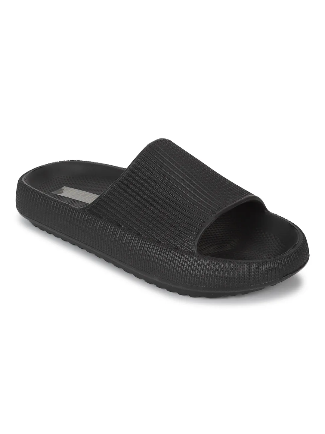 Schwarze PU Schlupf-Slipper (TC-RS3265-BLK)