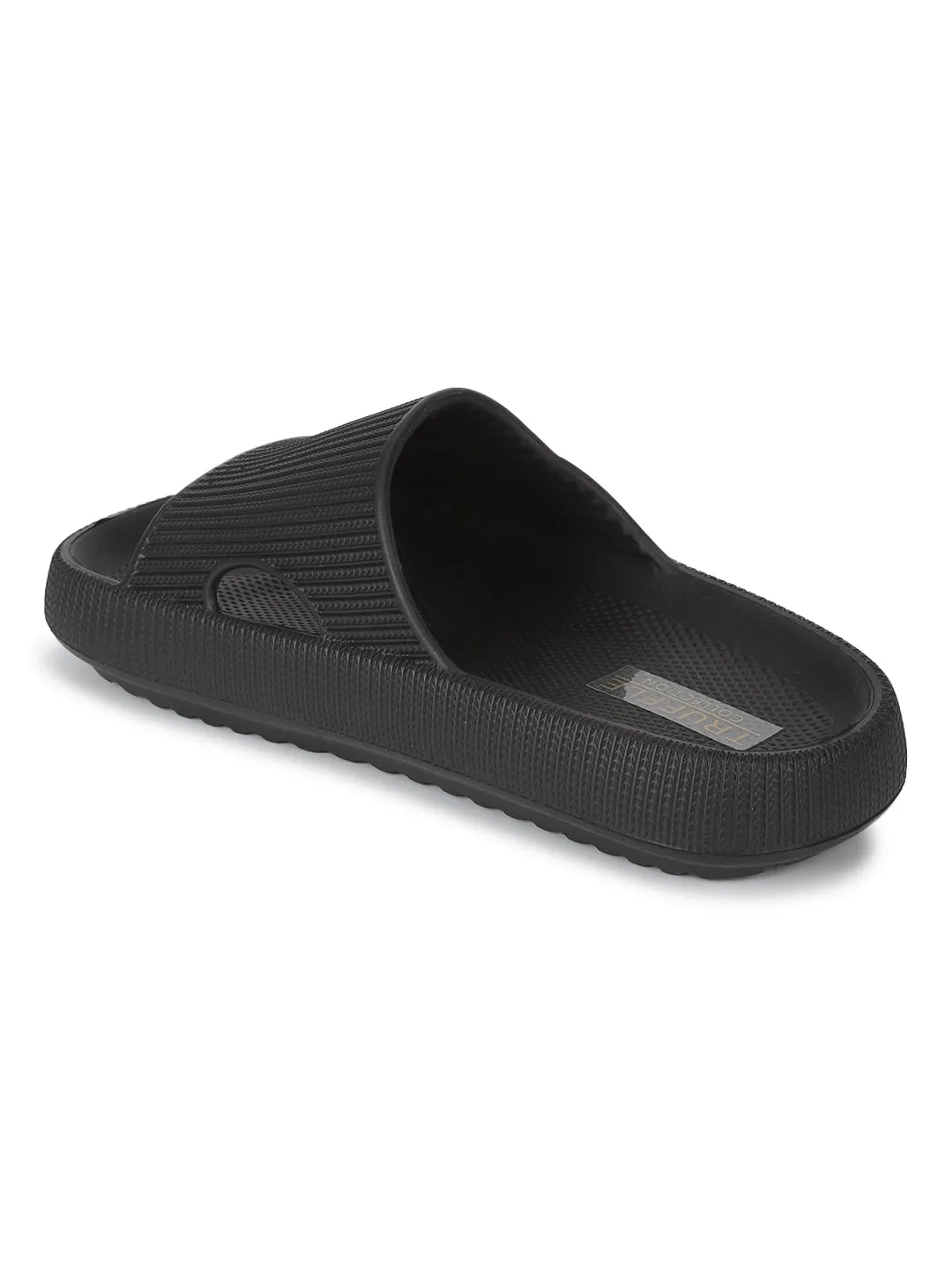 Schwarze PU Schlupf-Slipper (TC-RS3265-BLK)