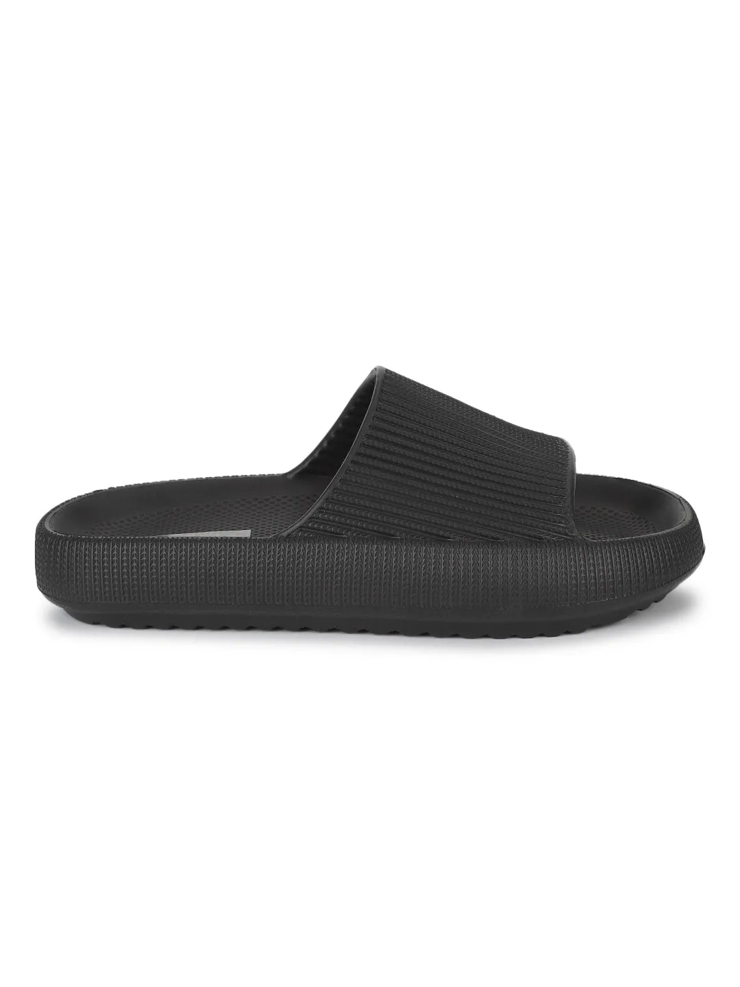 Schwarze PU Schlupf-Slipper (TC-RS3265-BLK)