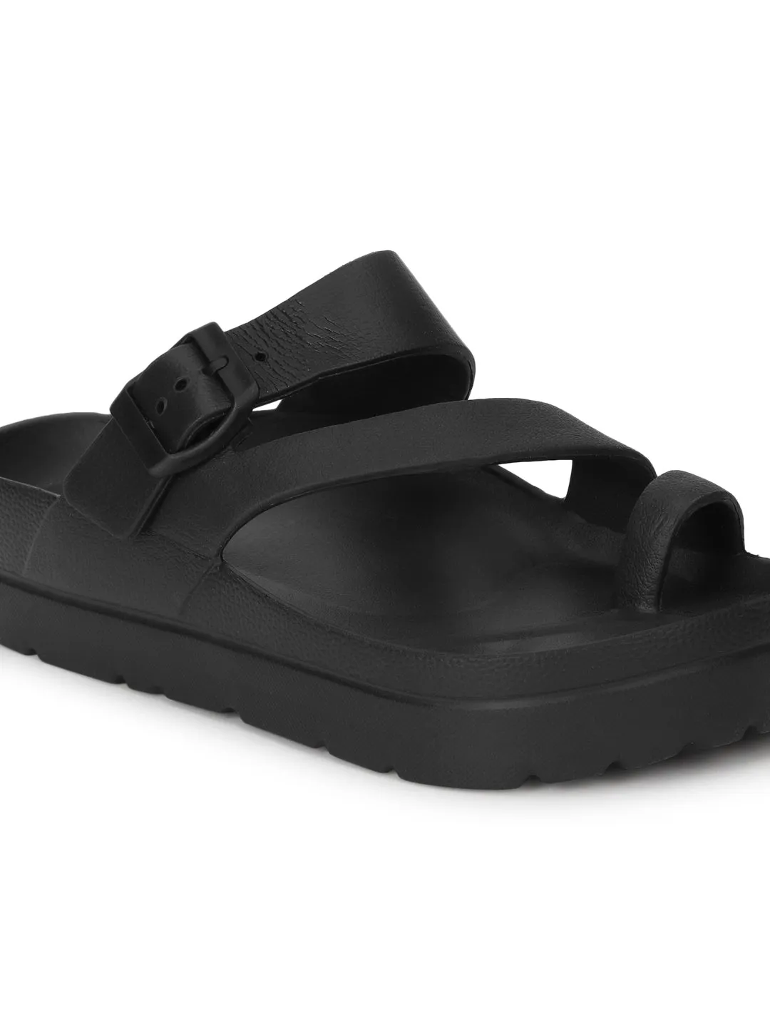 Schwarze PU-Slip-On-Flats (TC-RS3481-BLKPU)