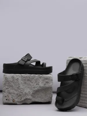 Schwarze PU-Slip-On-Flats (TC-RS3481-BLKPU)