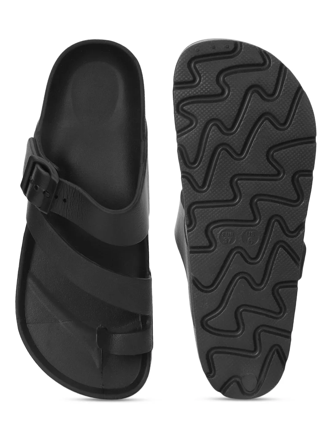 Schwarze PU-Slip-On-Flats (TC-RS3481-BLKPU)