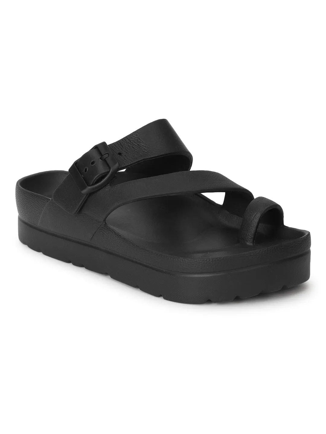 Schwarze PU-Slip-On-Flats (TC-RS3481-BLKPU)
