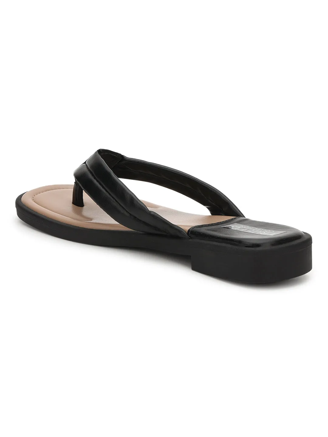 Schwarze PU-Slip-On-Flats (TC-RS3593-BLK)