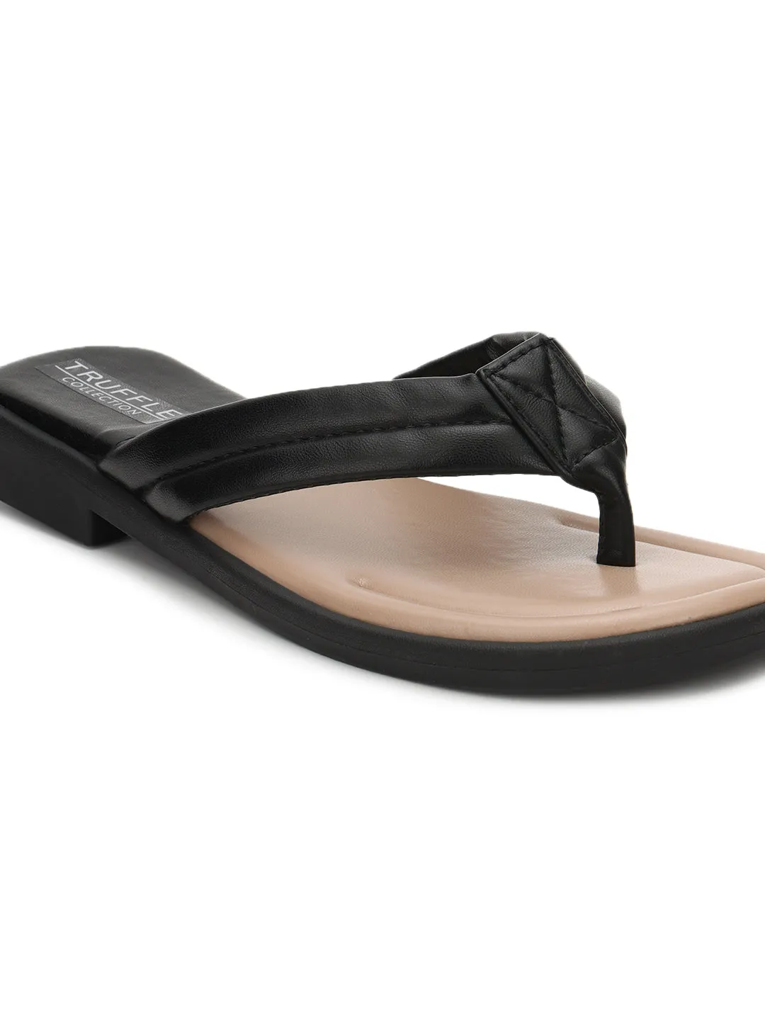 Schwarze PU-Slip-On-Flats (TC-RS3593-BLK)