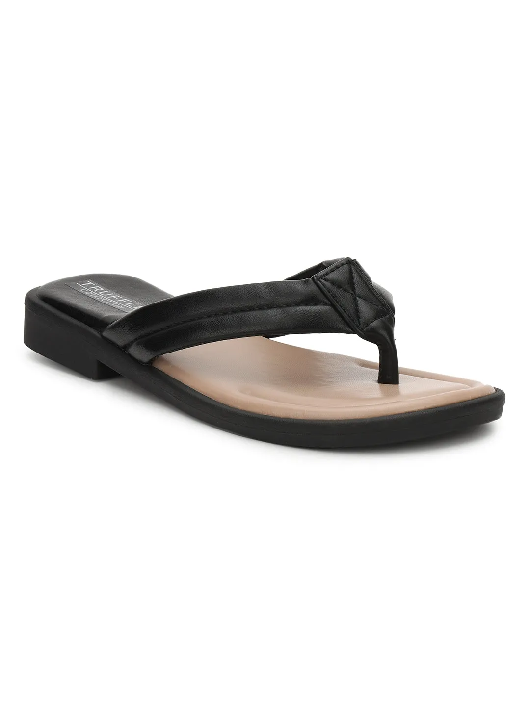 Schwarze PU-Slip-On-Flats (TC-RS3593-BLK)