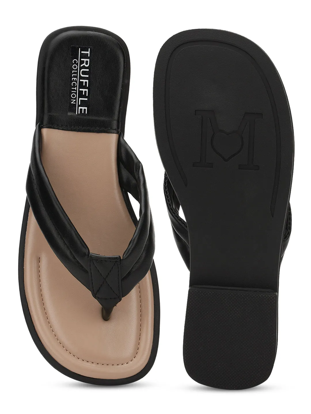 Schwarze PU-Slip-On-Flats (TC-RS3593-BLK)