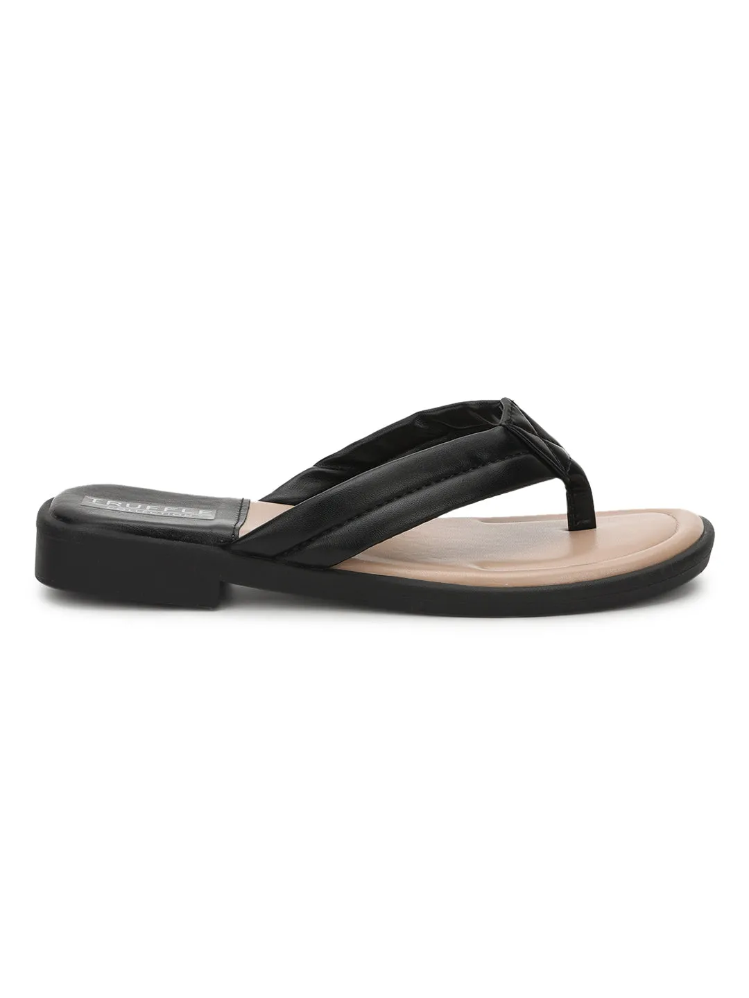 Schwarze PU-Slip-On-Flats (TC-RS3593-BLK)