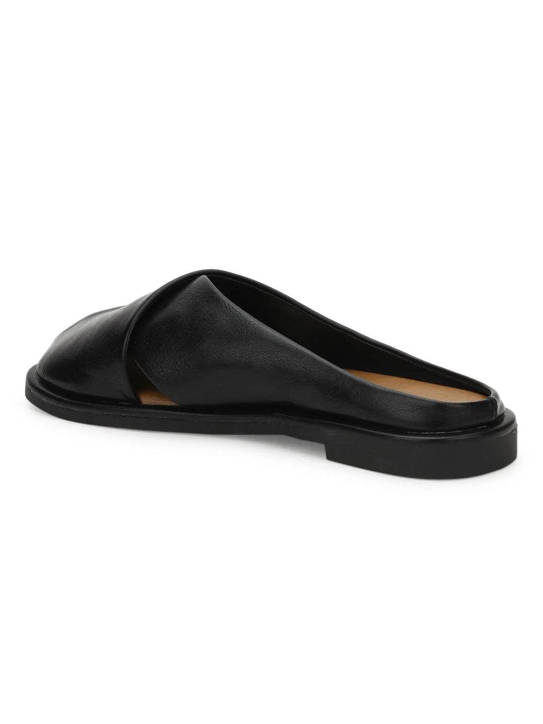 Schwarze PU-Slip-On-Flats (TC-RS3655-BLK)