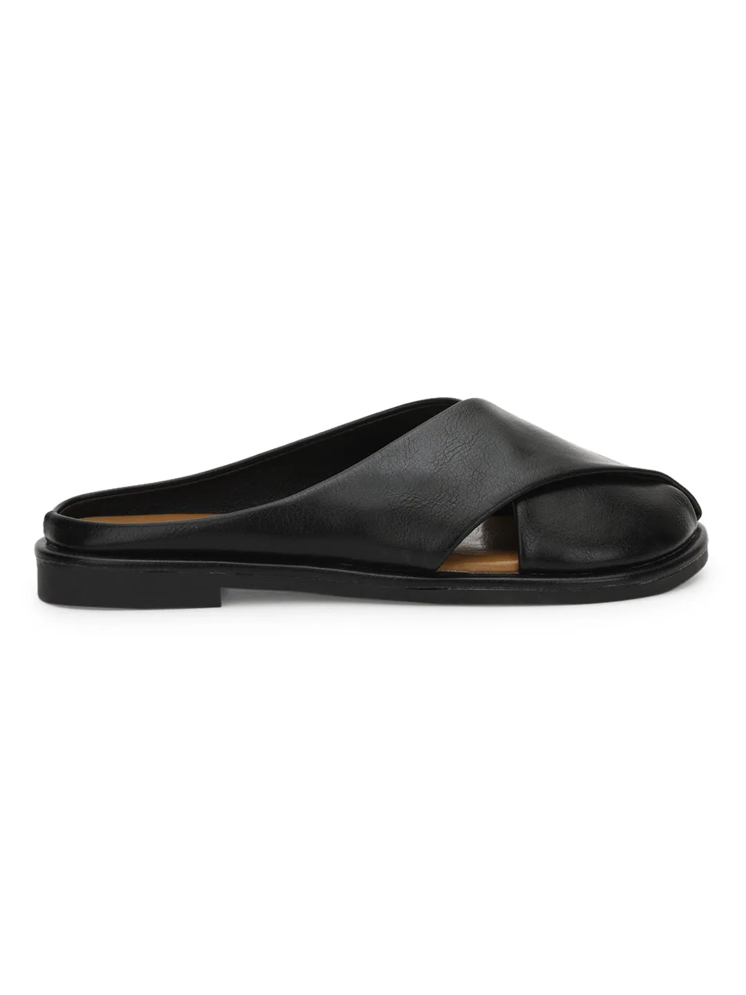 Schwarze PU-Slip-On-Flats (TC-RS3655-BLK)