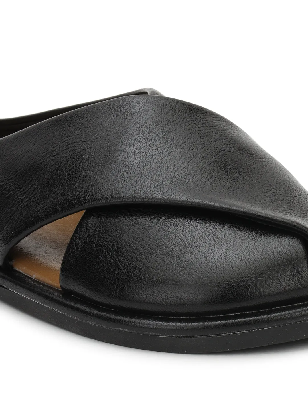 Schwarze PU-Slip-On-Flats (TC-RS3655-BLK)