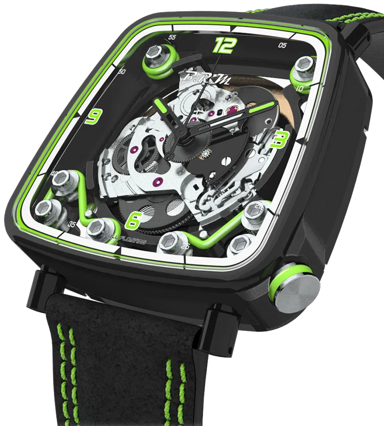 B.R.M Uhren B.R.M. Uhren FF39-40 Schwarz Titan Limettengrüne Uhr