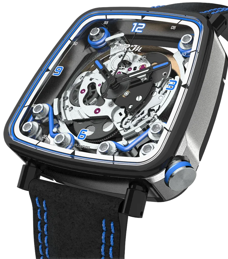 B.R.M Uhren B.R.M. Uhren FF39-40 Grau Titan Schwarz PVD Blau Uhr