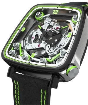 B.R.M Uhren B.R.M. Uhren FF39-40 Grau Titan Schwarz PVD Limettengrüne Uhr