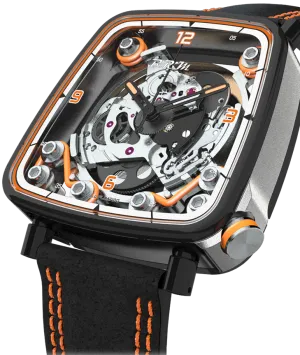 B.R.M Uhren B.R.M. Uhren FF39-40 Grau Titan Schwarz PVD Orange Uhr