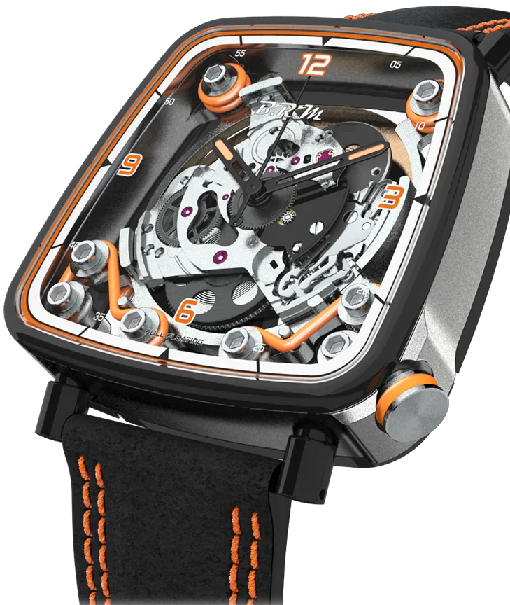 B.R.M Uhren B.R.M. Uhren FF39-40 Grau Titan Schwarz PVD Orange Uhr
