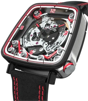 B.R.M Uhren B.R.M. Uhren FF39-40 Grau Titan Schwarz PVD Rot Uhr